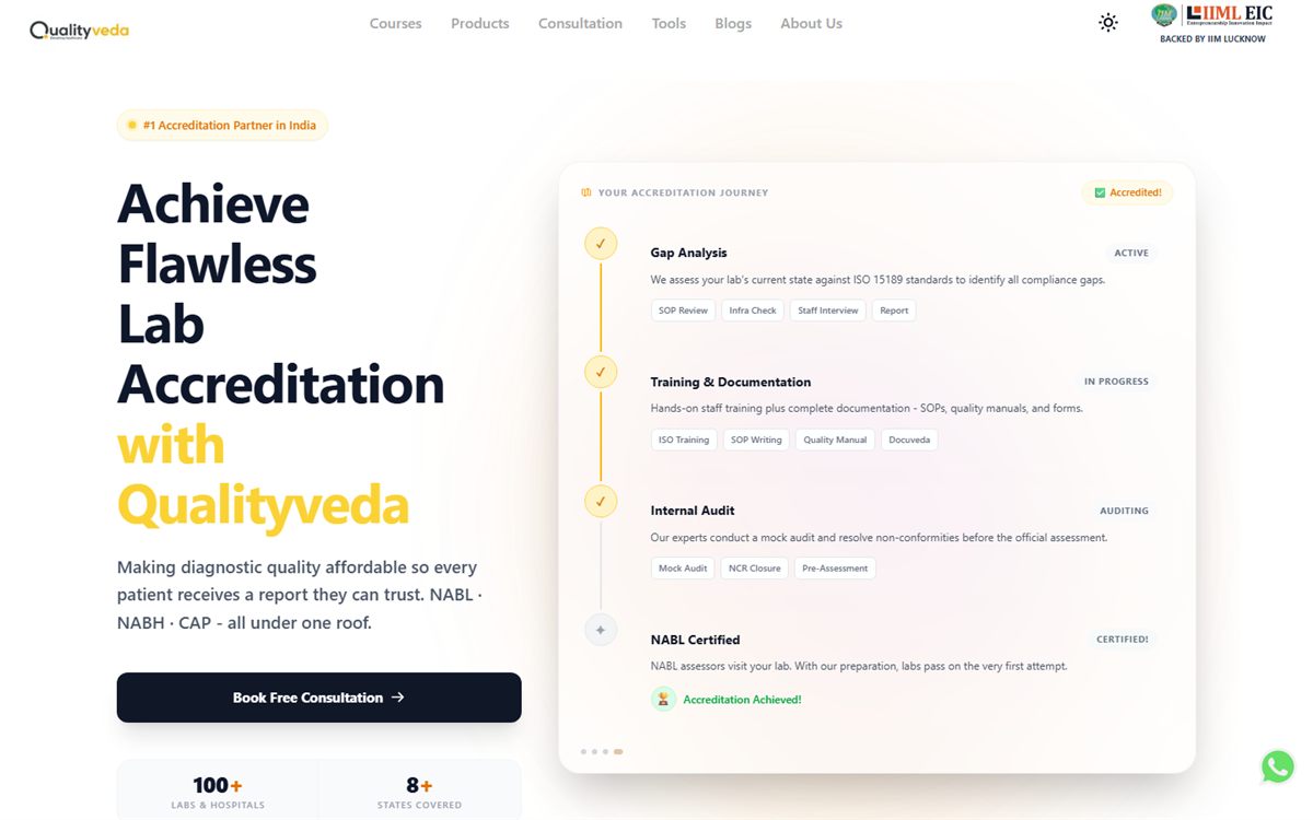The Qualityveda site as it looks today